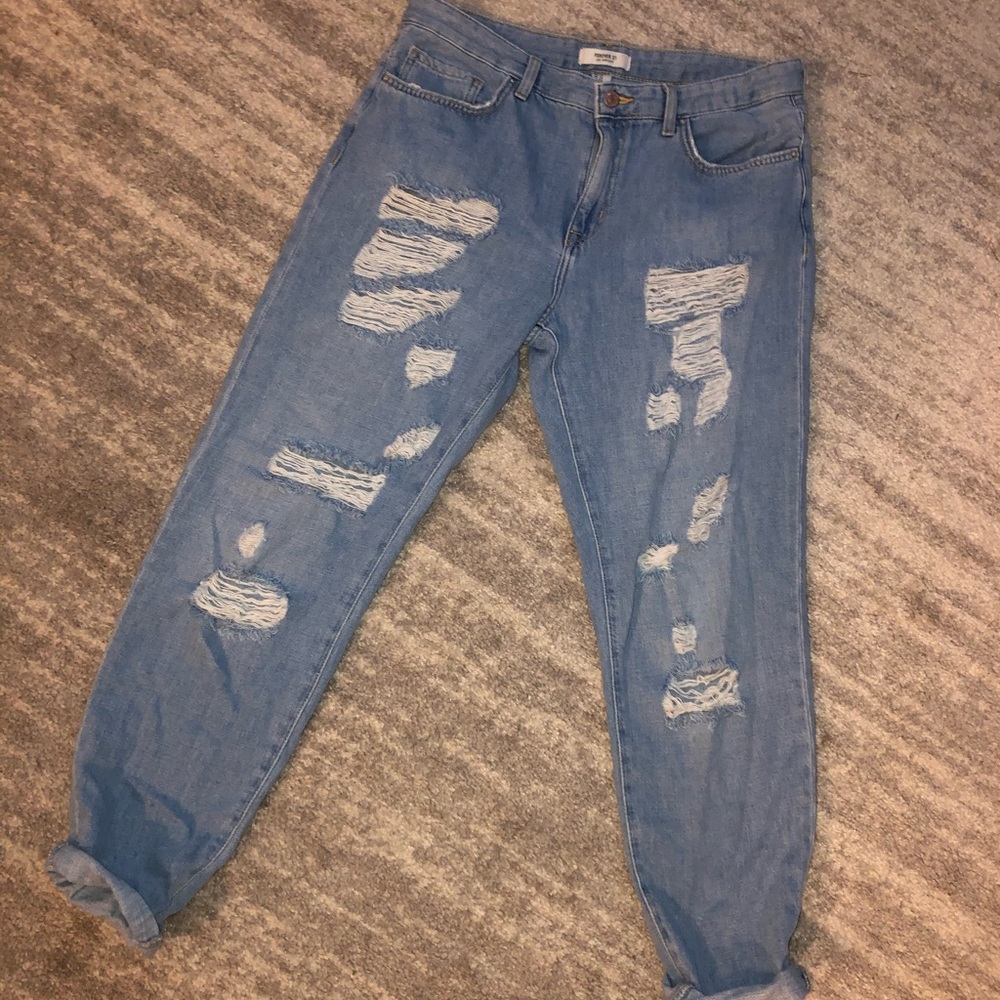 Forever 21 distressed high waist mom jeans